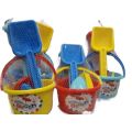 Cute Kids Beach Activity Bucket With Tools and Shapes For Kids. 