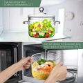 Techmanistan Heat Resistant Clear Glass Pot, Stovetop Glass Cooking Pot with Lid, Clear Pots for Cooking, Glass Soup Porridge Pot Microwave Glass Pan. 