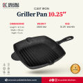 Cast Iron Grill Pan 10.25" (26 CM), krucible kitchen, Naturally Non Stick, Cook and Serve,. 