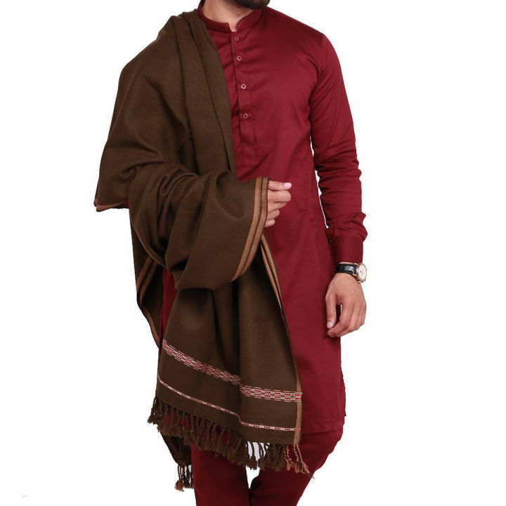 Mehendi Pure Acro-Woolen Dhussa Shawl For Man SHL-30-5
