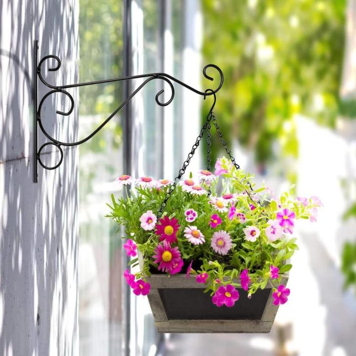 Iron Garden Wall Hanging Stand, Flower Pot hanger, Wall Mounted Plant Hook Flower Hook, Decoration for Garden Basket, (Without Pot)
