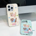 Color Macaron Luxury Skin Feel Leather Case Compatible for IPhone 12 15 13 11 14 16 Pro Max XR 15 14 16 Plus X XS Max 12 11 Pro Cartoon Cute Kitten Love Heart Cat Soft Case. 