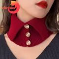 Vist Fox Knitted Scarf Button Closure Women Scarf Winter Neck Warmer. 