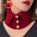 Vist Fox Knitted Scarf Button Closure Women Scarf Winter Neck Warmer. 