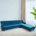 Furniture Club L Shaped 7 Seater Sea Green Velvet Sofa. 