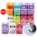 6pcs Cute Animal Pencil Eraser Cartoon Small Roller Erasers Rubber Stationery Supplies for Office School Children Students. 