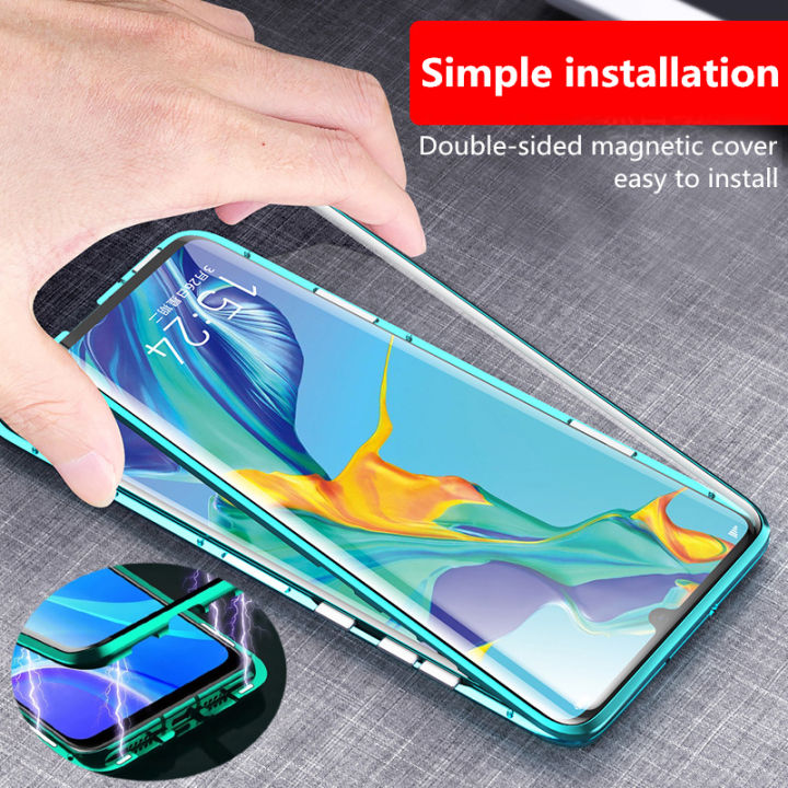 360 Full Protection Metal Magnetic Case For Samsung Galaxy S8 S9 S10 Plus Double-Sided Glass Cover Cases