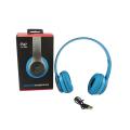P47 Wireless Blue Headphones Bluetooth Headset Foldable Stereo Gaming Earphones With Microphone Support TF Card For ALL Mobile Phone Jack Support With SD Card Options. 