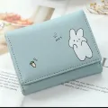 PU Leather Cartoon-Themed Tri-Fold Wallet for Women - Casual Animal Print Card Holder Style. 