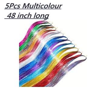 5pcs Colorful Hair Tinsel Glitter Hair Extensions For Women Girls