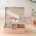 Leather Jewellery Organizer with Locker  2 Layers Cosmetics Ear Rings & Necklace_Hanging Holder  Jewelry Box Vanity Hanger Stand Fold able Makeup. 