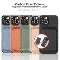For Iphone 14 Pro Max Case Carbon Fiber Pattern Slot Card Holder Wallet Magnetic Cover Aifon I Phone 14 Iphone14 ProMax Fundas. 