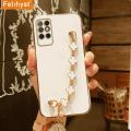 FELMYST Casing For Infinix Note 8i Lucky Alhambra Bracelet Leaf Luxury Plating Van Clee&Arpels Wrist Chain Bracelet Girl Mobile Phone Case Women Lanyard Electroplated Casing Full Cover Camera Protect Bumper Back Soft Shockproof Cover. 