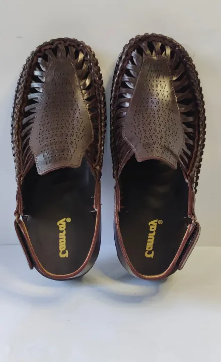 Genuine%20Leather%20Men's%20Sandals%20Round%20Shape%20Fashion%20Casual%20Brown%20Men%20-%20Image%204