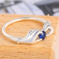 Trendy Heart Shape Mother Ring Jewelry Bule Stone Fashion Jewelry Ring For Women. 
