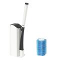 DISPOSABLE TOILET BRUSH HOLDER WITH REFILLS BATHROOM CLEANING TOOL EASY-CLEANING TOILET BRUSH ZERO CONTACT ZERO GERM. 