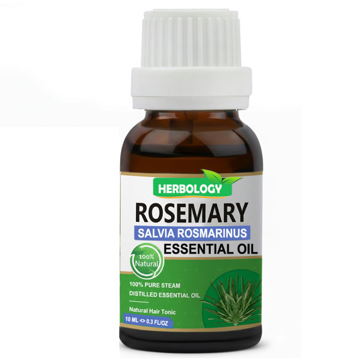 Herbology Rosemary Essential Oil 100% Pure Therapeutic Grade For Hair Growth -  For Nourish Shiny Hair Healthy Hair Care - Steam Distilled, 100% Pure, Vegan, Aromatherapy, Diffuser, Ceramic Diffuser, Pure, Concentrated, EO, Aroma Diffuser