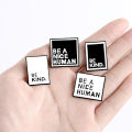Unisex Square Enamel Text Box Brooch Pin Jacket Collar Badge. 