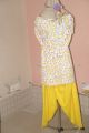 Yellow printed shirt with patyala  shalwar. 