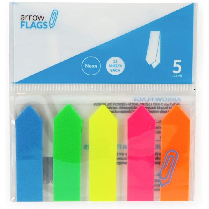 Arrow Flags Stickers -125 Flags - Neon Page Markers, Sticky Tabs For Documents Notebooks for School Office Supplies
