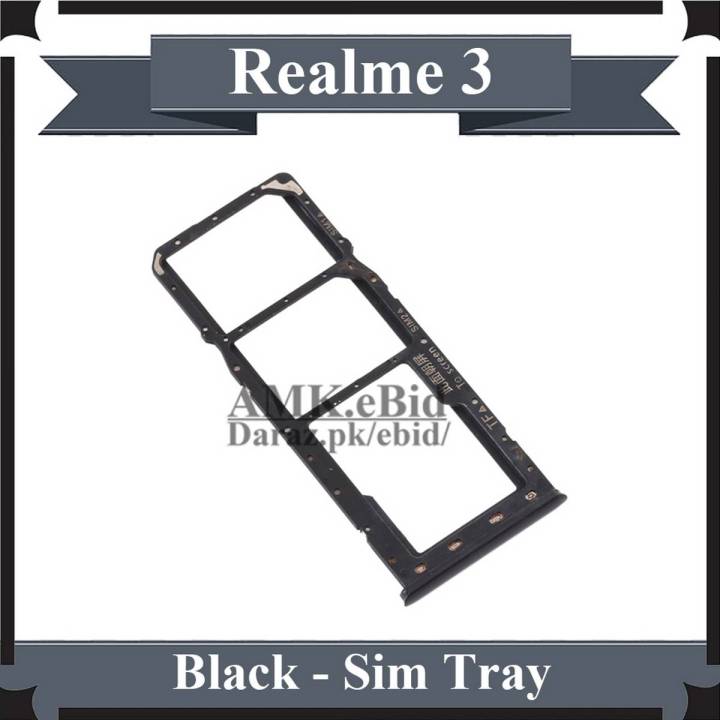 Realme 3 SIM Tray Sim Jacket Sim Slot Sim Door For Realme 3 - Black