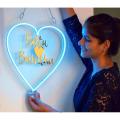 Customized heart shape neon with golden acrylic name Size 14 inch. 
