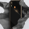 For Huawei Y6 Prime 2019 Back Cover with Ring Holder Luxury 6D Plating Gold Design Shiny Bling Stand Case Camera Protection Soft Silicone Mobile Phone Cases. 