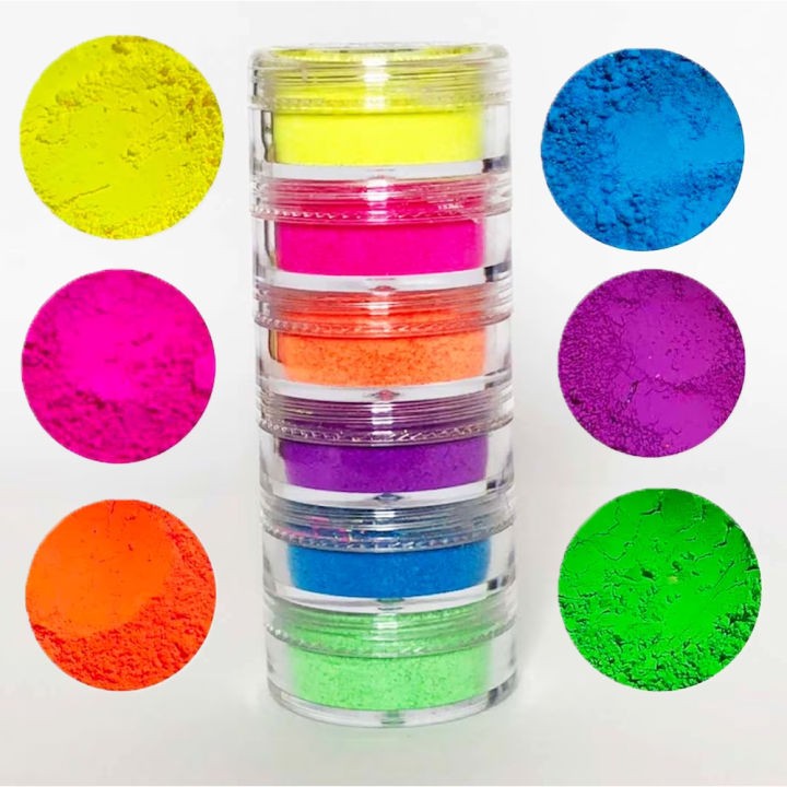 Neon Color Pigments Mica Powder Each Color 3 grams Bright Fluorescent Color Pigments for Epoxy Resin, Soap Making, Nail Polish, Lip Gloss, Eye Shadow, Slime & Candle