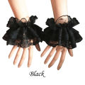 Superman Ruoias 1Pair Detachable Cuffs Women Flare Sleeve Floral Lace Mesh Pleated Ruched False Cuffs Sweater Lace Wristband Decoration. 