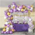 Birthday Decoration items Kit With Purple, White with Metallic Balloons  (Set of 66). 