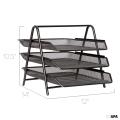 3-Tier Letter Tray Organizer – Wire Mesh Paper Tray for Home or Office, Black. 