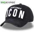 【GIGAJEWE mall】ICON DSQ Brand Men's Cap Black Hat Casquette Homme Hip Hop Rapper Hat Adjustable Baseball Cap Bonnet. 