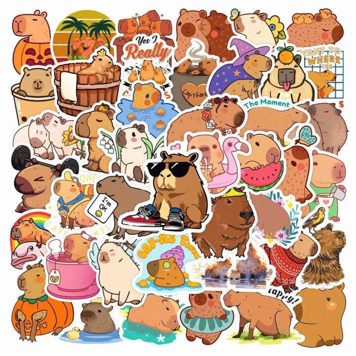 10/30/50PCS New DIY Capybara Animal Sticker Cartoon Creative Anime iPad Desk Luggage Guitar Car Decoration Waterproof Wholesale