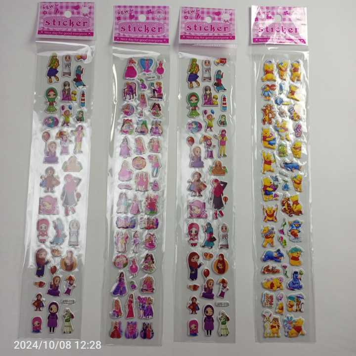 4 Sheets Girls 3D Disney Girls Raised Relief stickers Scrapbooking