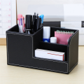 Leather Desk Organizer,Office Supplies Holder Desktop Stationery Storage Box for Business Card, Pen, Pencil,Remote 20 X 9 X 11cm C. 