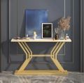 Black Modern Narrow Console Table with Laminated Top & Metal Frame. 