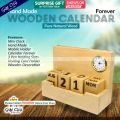 Gift City Presents Wooden Table Calendar with Clock and Pen + Visiting Card + Mobile Holder For Office. 
