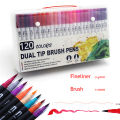 【Nice Day Toy Findings Store】120 PCS Markers FineLiner Dual Tip Brush Pen Drawing Painting Art Pens for Manga Art Supplies. 