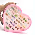36 Pairs/Lot Mix Star Heart Flower Small Earrings Set for Women Geometric golden selvar Color Rhinestone Stud Earring Fashion Jewelry. 