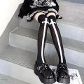 Subculture Classic Lolita Black Goth Cute Stockings Thigh Highs Japanese Girls Gothic Punk Retro Spider Web Skull Bat Long Socks. 