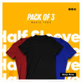 Pack of 3 Plain Smart Fitting trendy BLACK - MAROON - ROYAL BLUE Color Fashionable Top Quality Tee Tag Trendy Printed Tee shirt Half Sleeve Cotton T-shirt Short Sleeve Tshirt Print Funny Round Neck T shirt Tee Top. 
