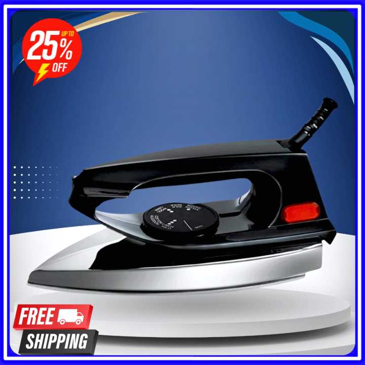 Premium Lightweight Dry Iron - Istri Iron | Portable, Electric, Deluxe Metal Cover Big Thermostatic Pilot Lamp