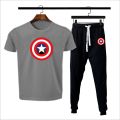 Yellow & black marvel of captain america printed 2 pc summer tracksuit premium quality for men. 