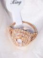 Premium Luxury Gold-Plated Zircon Ring for Women – Elegant Attractive Engagement & Party Ring. 