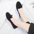 OIMG Leisure Women Round Toe Suede Slip-On Flat Single Peas Boat Shoes. 