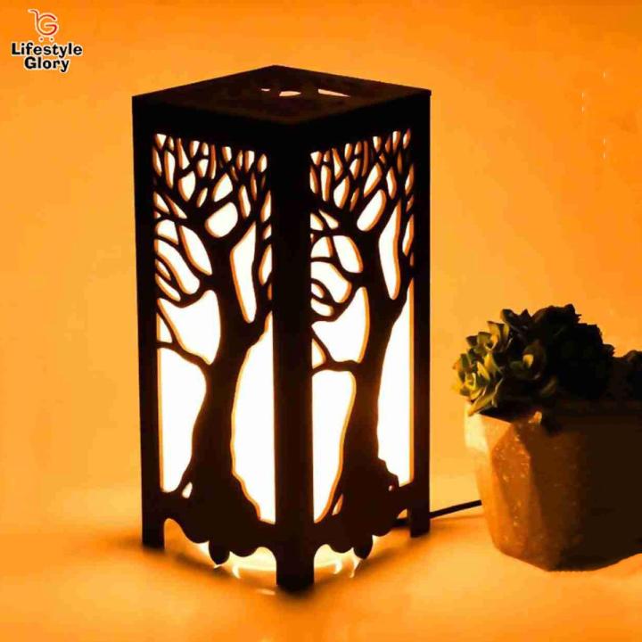 Lifestyle Glory Brand New Laser Cutting Tree Shape Wooden Lamp Unique Design I Lamp I Lamp for bedroom I Lamps I Lamps for bedroom side table stylish I Lamp for room I Lamp for drawing room