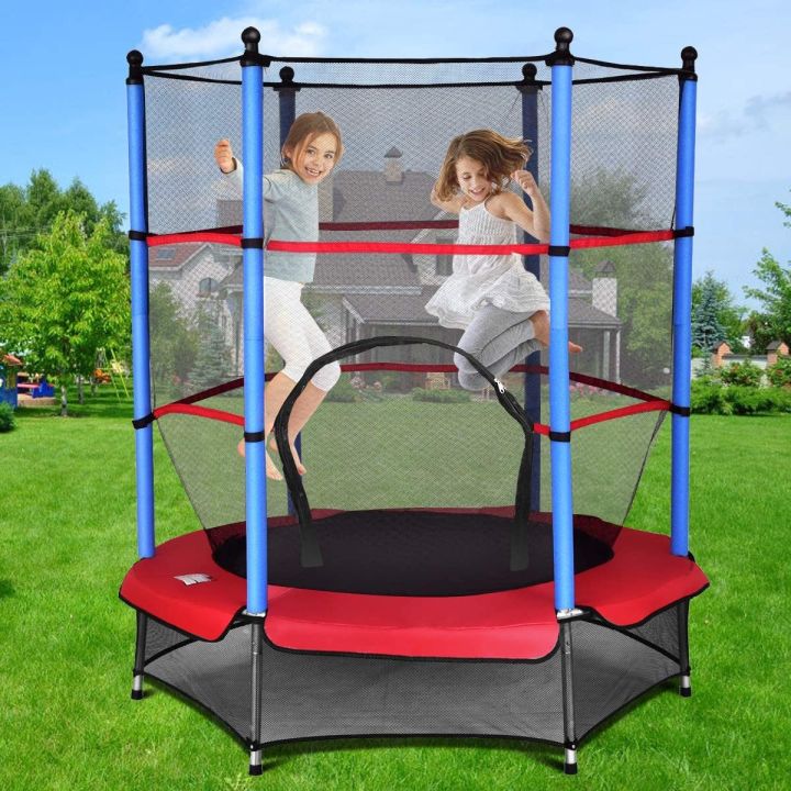 55′′ Round Kids Trampolines Indoor, 4.5FT Outdoor Trampoline with Enclosure Net for Toddler 55" 4.5FT Junior Trampoline With Enclosure Safety Net Kids Activity