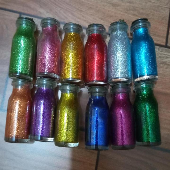 Pack of 12 Glitter Multicolor / 12 Glitter Bottle / Glitter for Enhance Drawing / Glitter Set Art # JS-G12-H01