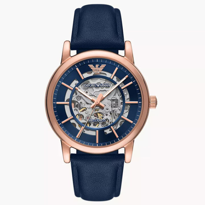 Emporio Armani AR60050 Leather Strap Automatic Wrist Watch For Men
