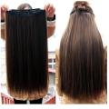 5 Clips In Straight Synthetic Hair Extension - Natural Brown. 